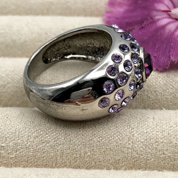 Chunky Dome Crystal Scatter Cocktail Ring - Picture 9 of 12